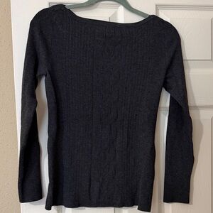 White House Black Market Dark Gray Ballet Neck Sweater